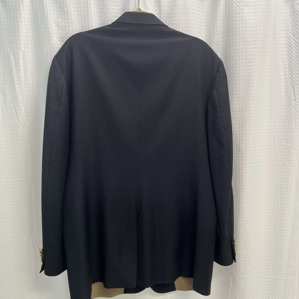 Mark Shale 100% Wool Navy Blue Blazer XL Long Gold Buttons Classic USA